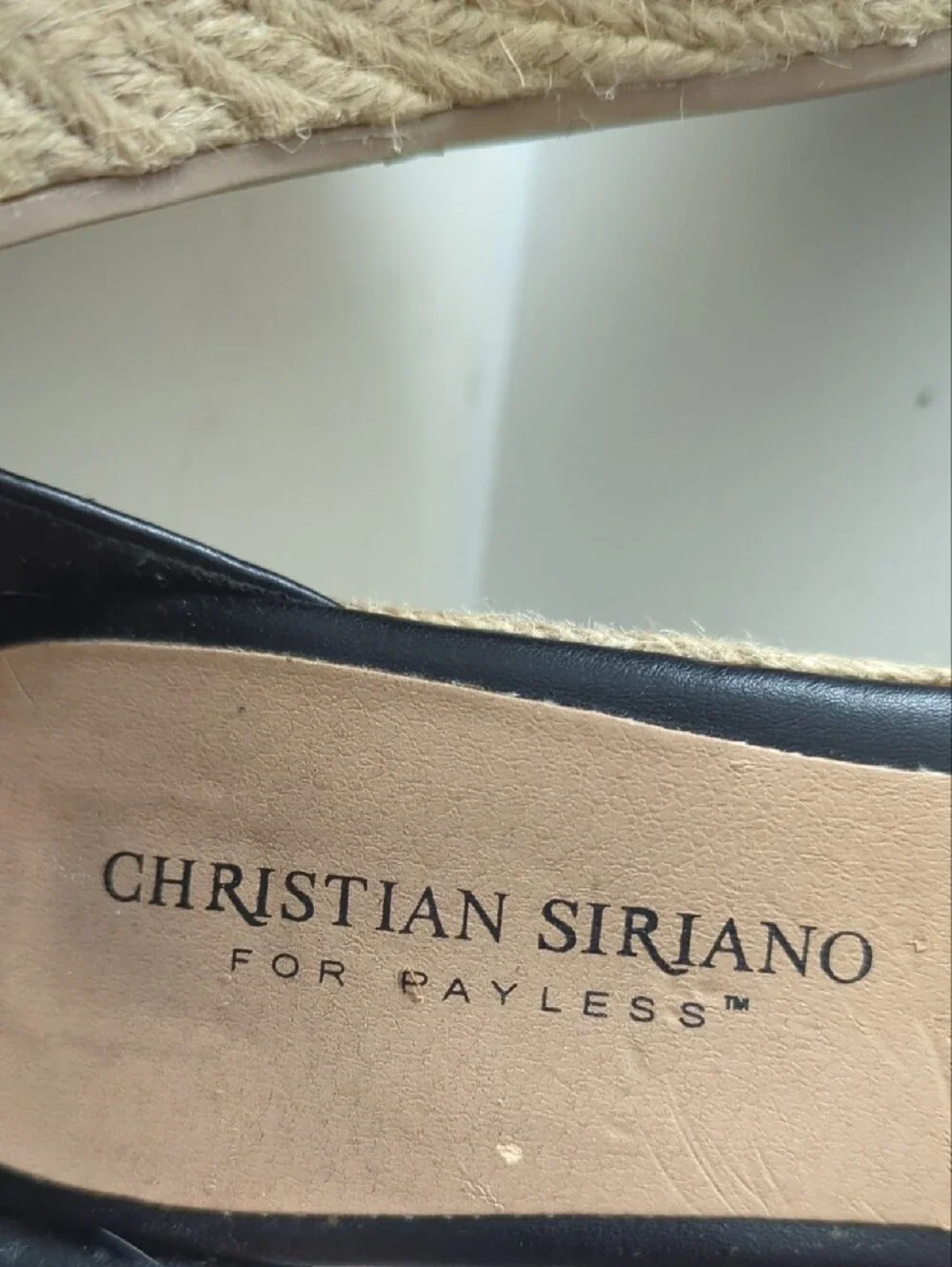 Christian Siriano Black and Natural Espadrille Wedge Sandals